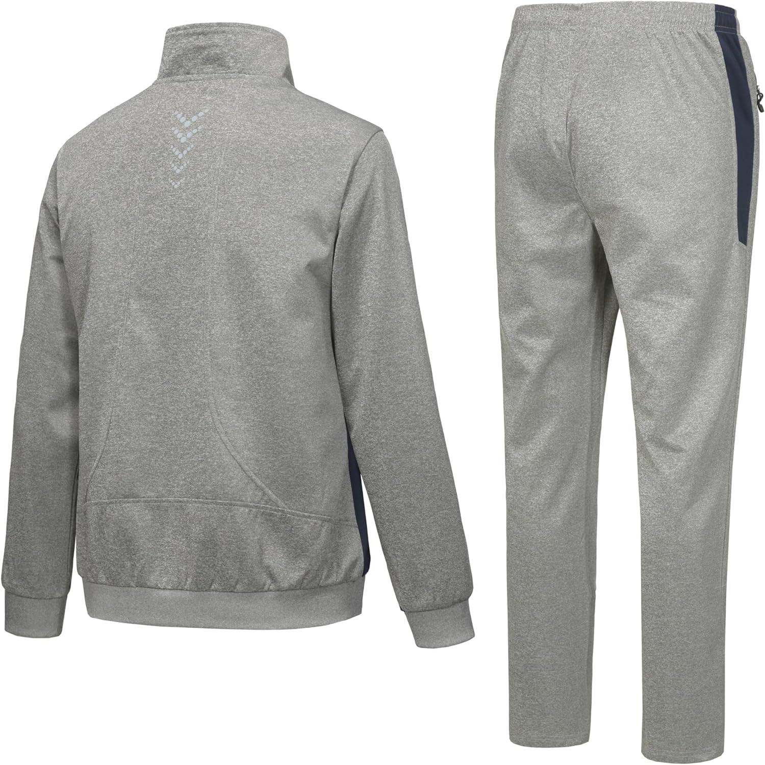 imageLittle Donkey Andy Quick Dry Mens Track Suits 2 Piece Set Stretch Durable Jogging Suit for Men Breathable SweatsuitsLight Grey