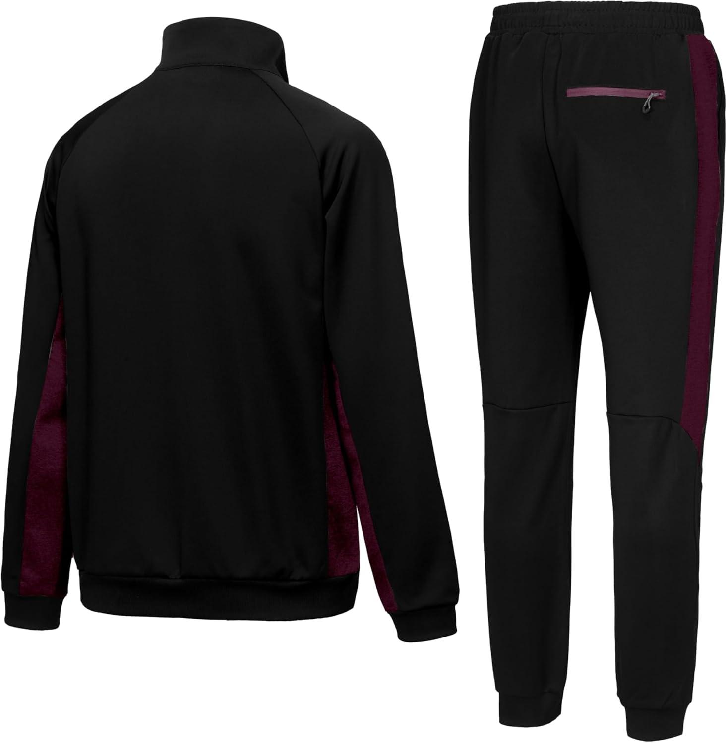imageLittle Donkey Andy Quick Dry Mens Track Suits 2 Piece Set Stretch Durable Jogging Suit for Men Breathable SweatsuitsRaglanblack