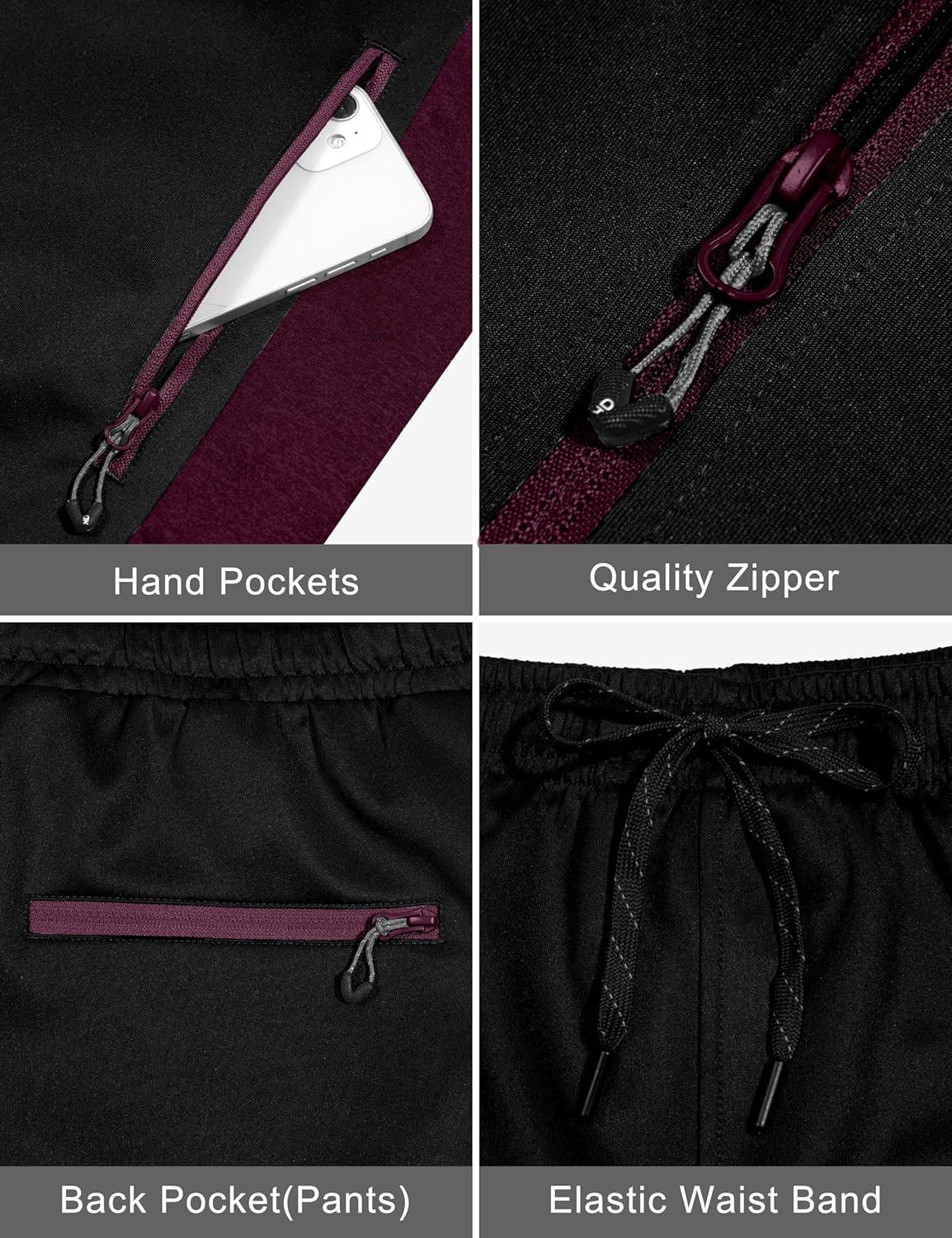 imageLittle Donkey Andy Quick Dry Mens Track Suits 2 Piece Set Stretch Durable Jogging Suit for Men Breathable SweatsuitsRaglanblack