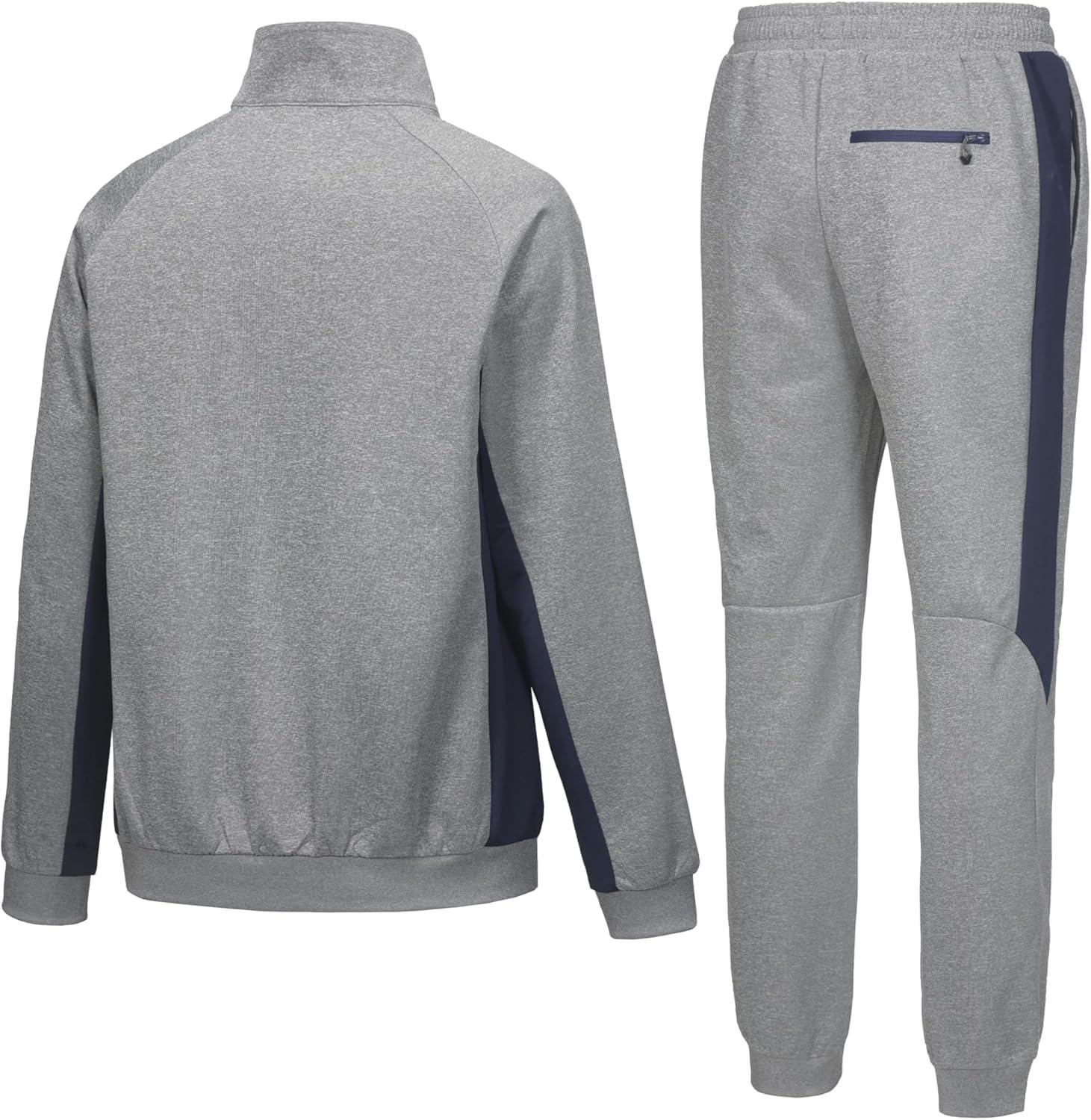 imageLittle Donkey Andy Quick Dry Mens Track Suits 2 Piece Set Stretch Durable Jogging Suit for Men Breathable SweatsuitsRaglanlight Grey