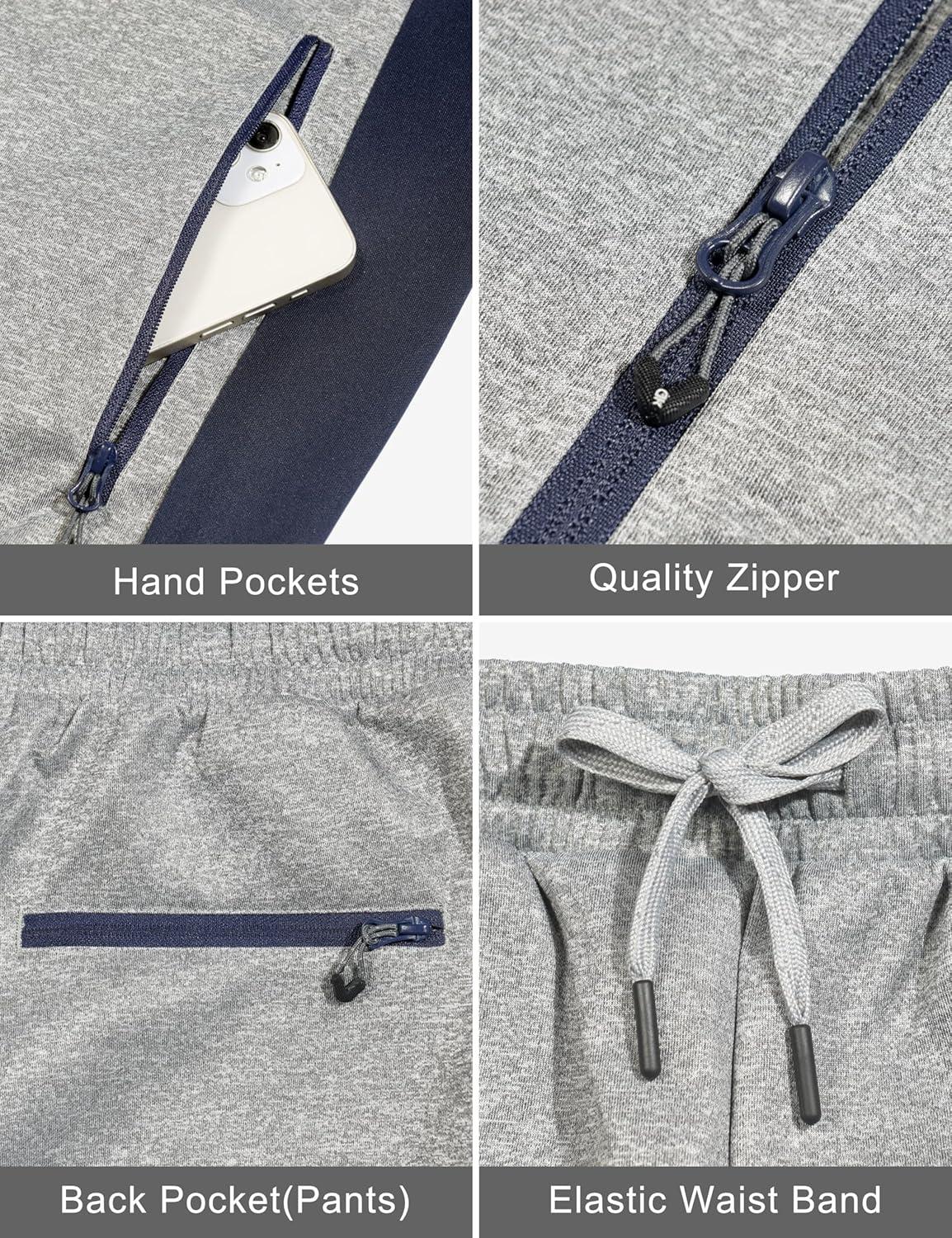 imageLittle Donkey Andy Quick Dry Mens Track Suits 2 Piece Set Stretch Durable Jogging Suit for Men Breathable SweatsuitsRaglanlight Grey