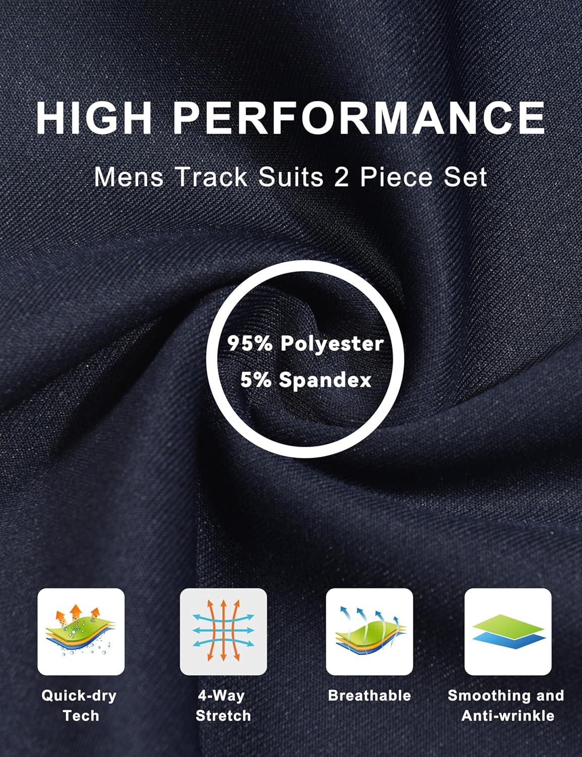 imageLittle Donkey Andy Quick Dry Mens Track Suits 2 Piece Set Stretch Durable Jogging Suit for Men Breathable SweatsuitsRaglannavy