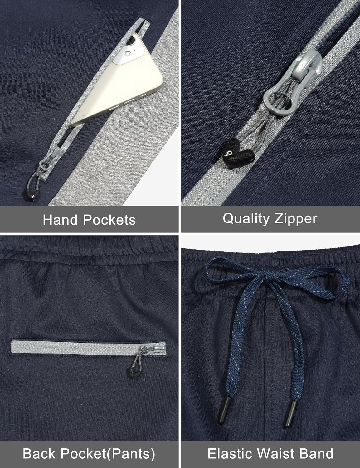 imageLittle Donkey Andy Quick Dry Mens Track Suits 2 Piece Set Stretch Durable Jogging Suit for Men Breathable SweatsuitsRaglannavy