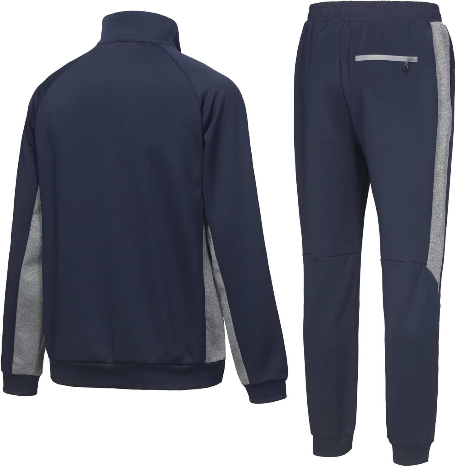 imageLittle Donkey Andy Quick Dry Mens Track Suits 2 Piece Set Stretch Durable Jogging Suit for Men Breathable SweatsuitsRaglannavy