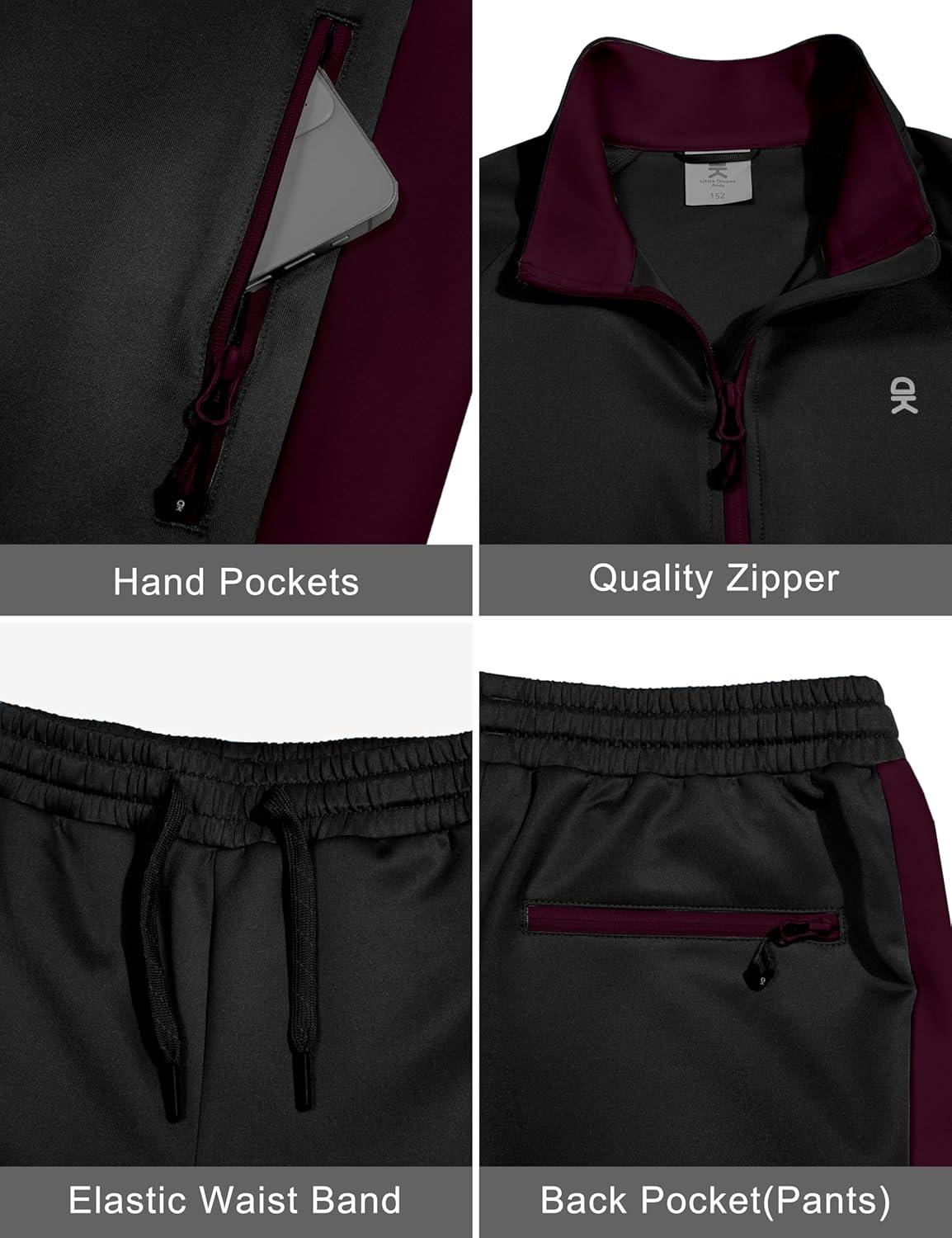 imageLittle Donkey Andy Quick Dry Sweatsuits for Girls Durable Stretch Girls Tracksuit for Outdoor Travel JoggingBlack