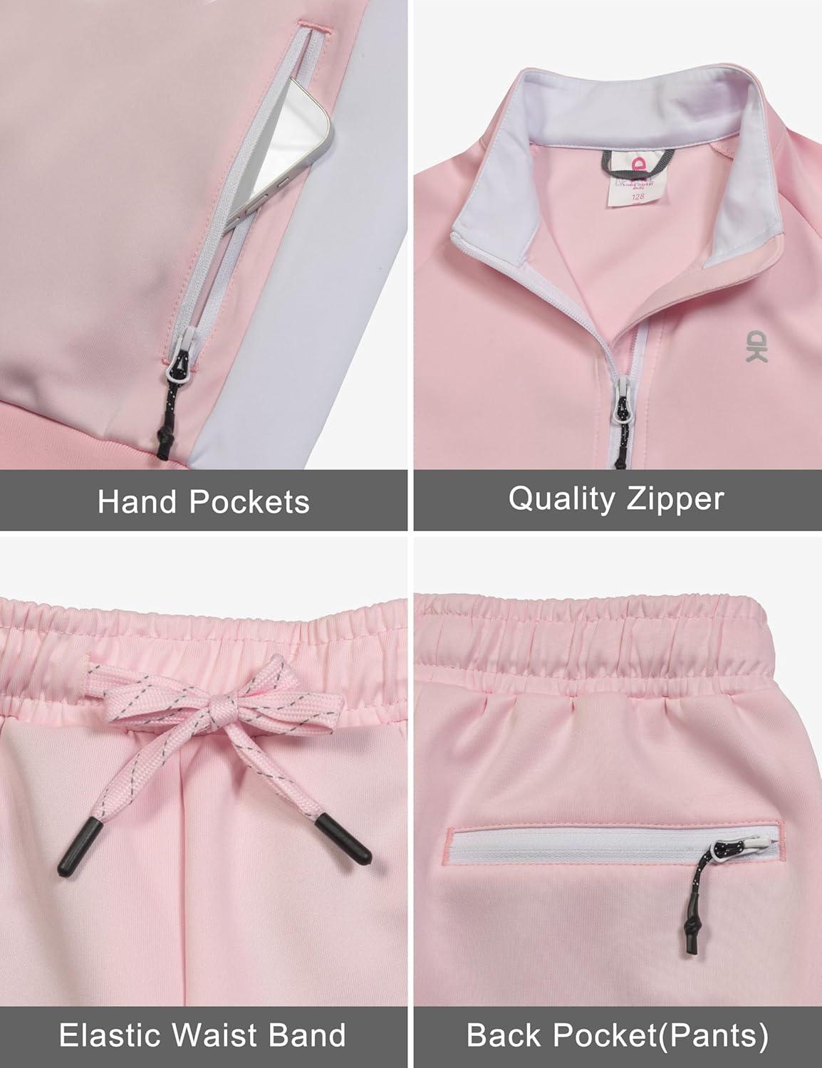 imageLittle Donkey Andy Quick Dry Sweatsuits for Girls Durable Stretch Girls Tracksuit for Outdoor Travel JoggingPink