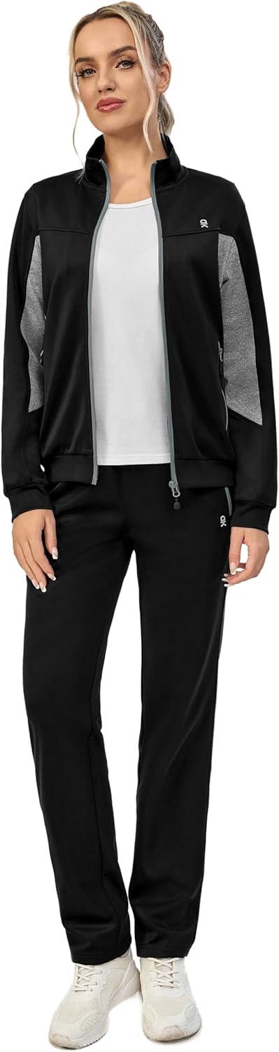 imageLittle Donkey Andy Quick Dry Track Suits for Women Set Stretch Breathable Womens Sweatsuit Outfits Durable Lounge SetBlack
