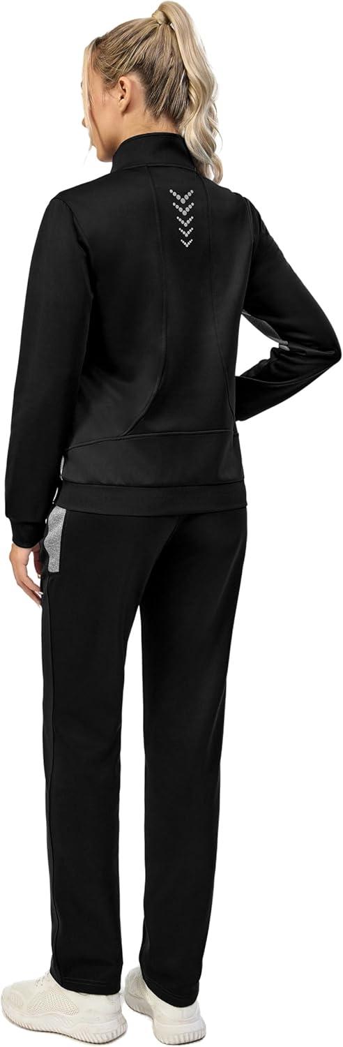 imageLittle Donkey Andy Quick Dry Track Suits for Women Set Stretch Breathable Womens Sweatsuit Outfits Durable Lounge SetBlack