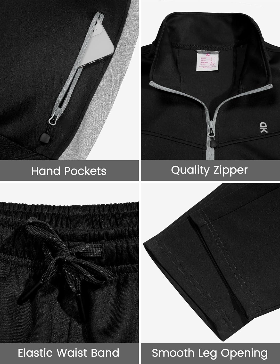 imageLittle Donkey Andy Quick Dry Track Suits for Women Set Stretch Breathable Womens Sweatsuit Outfits Durable Lounge SetBlack