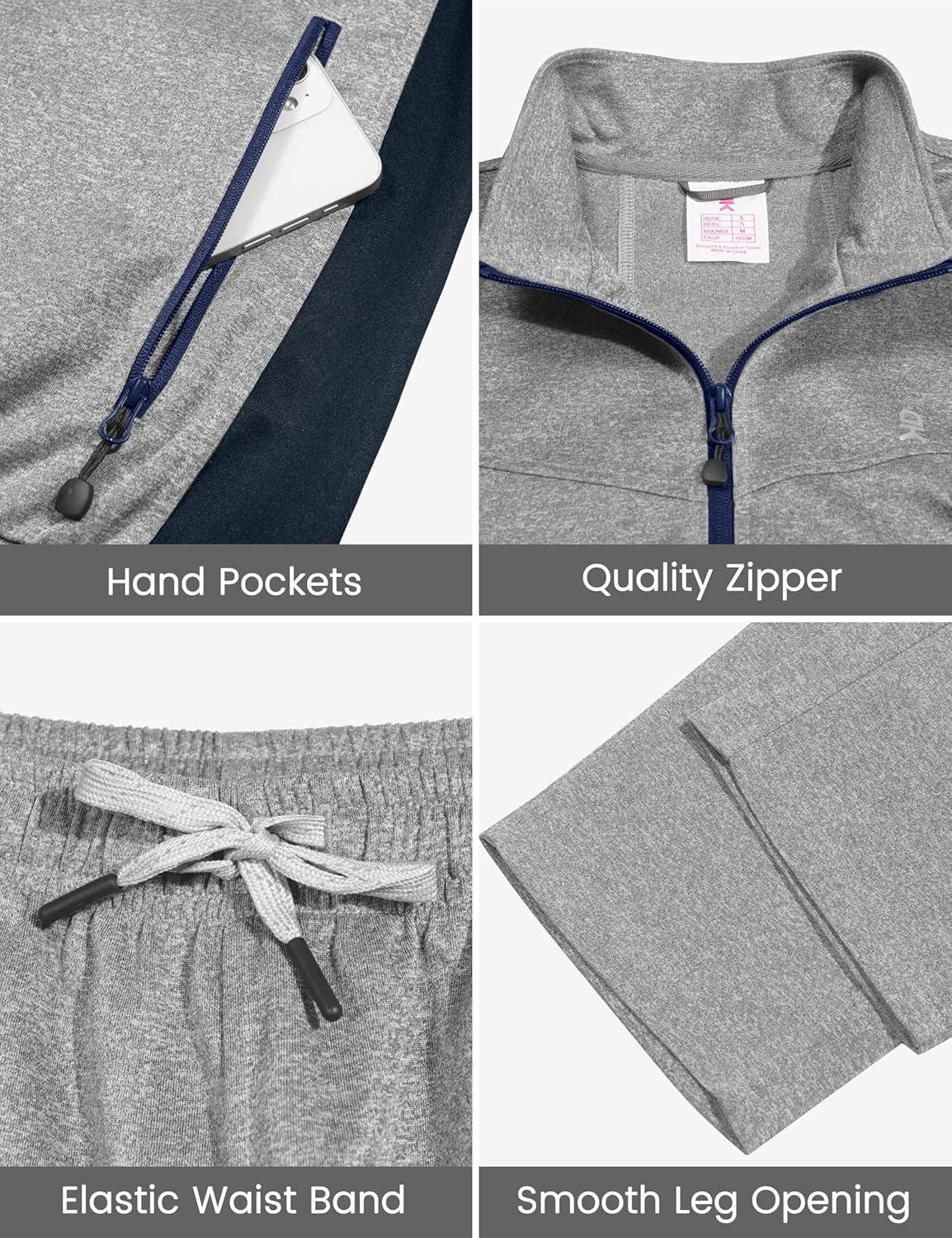 imageLittle Donkey Andy Quick Dry Track Suits for Women Set Stretch Breathable Womens Sweatsuit Outfits Durable Lounge SetLight Grey  Navy