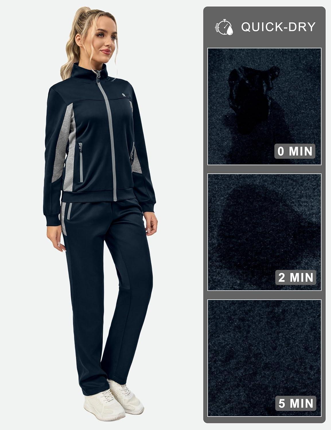 imageLittle Donkey Andy Quick Dry Track Suits for Women Set Stretch Breathable Womens Sweatsuit Outfits Durable Lounge SetNavy