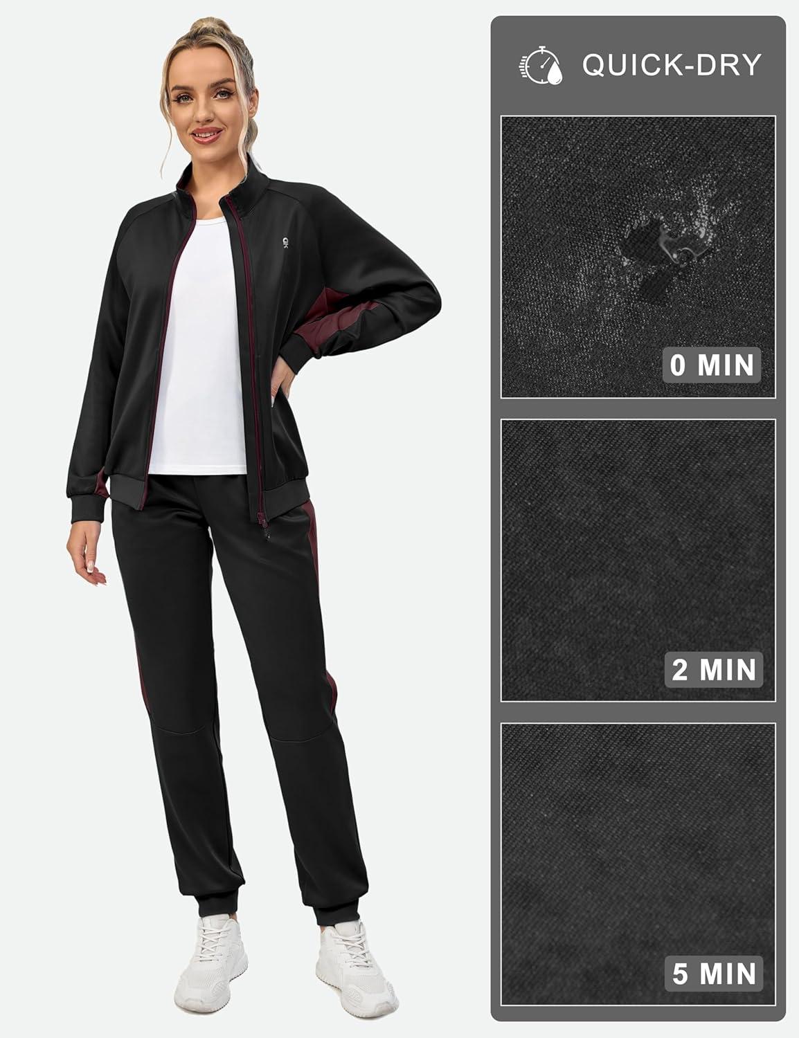 imageLittle Donkey Andy Quick Dry Track Suits for Women Set Stretch Breathable Womens Sweatsuit Outfits Durable Lounge SetRaglanblack