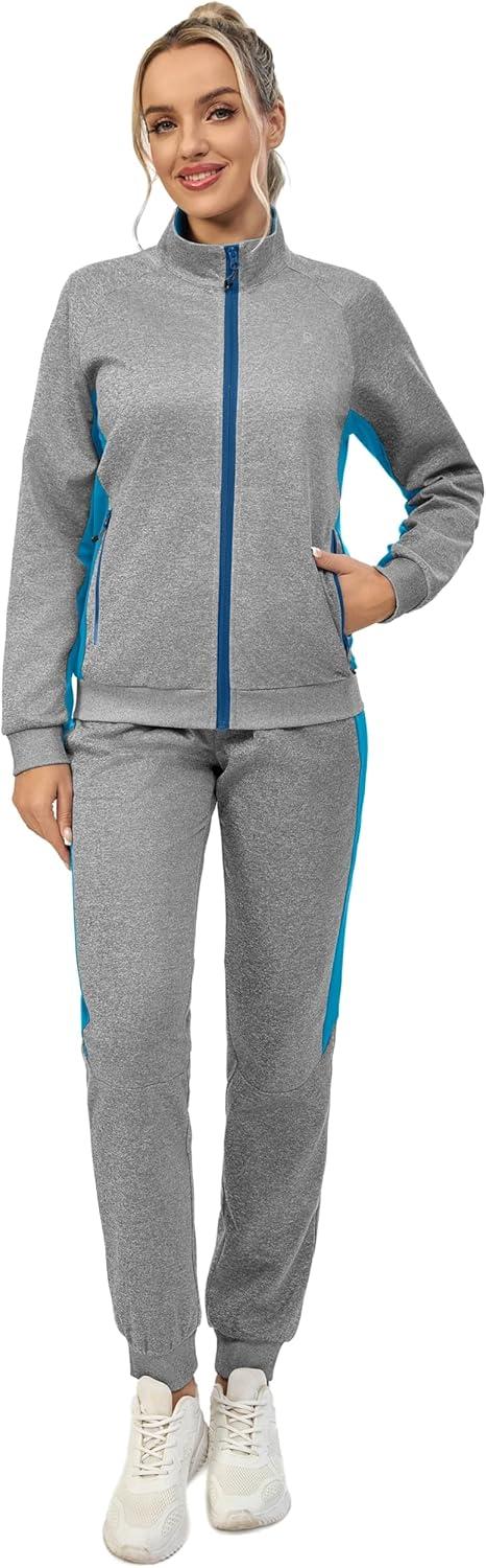 imageLittle Donkey Andy Quick Dry Track Suits for Women Set Stretch Breathable Womens Sweatsuit Outfits Durable Lounge SetRaglanlight Grey  Blue
