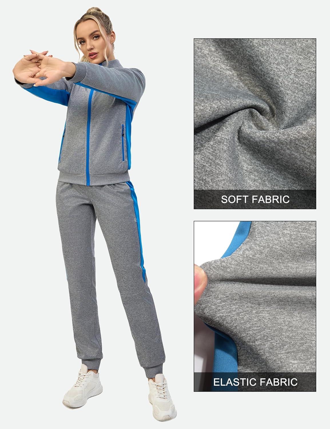 imageLittle Donkey Andy Quick Dry Track Suits for Women Set Stretch Breathable Womens Sweatsuit Outfits Durable Lounge SetRaglanlight Grey