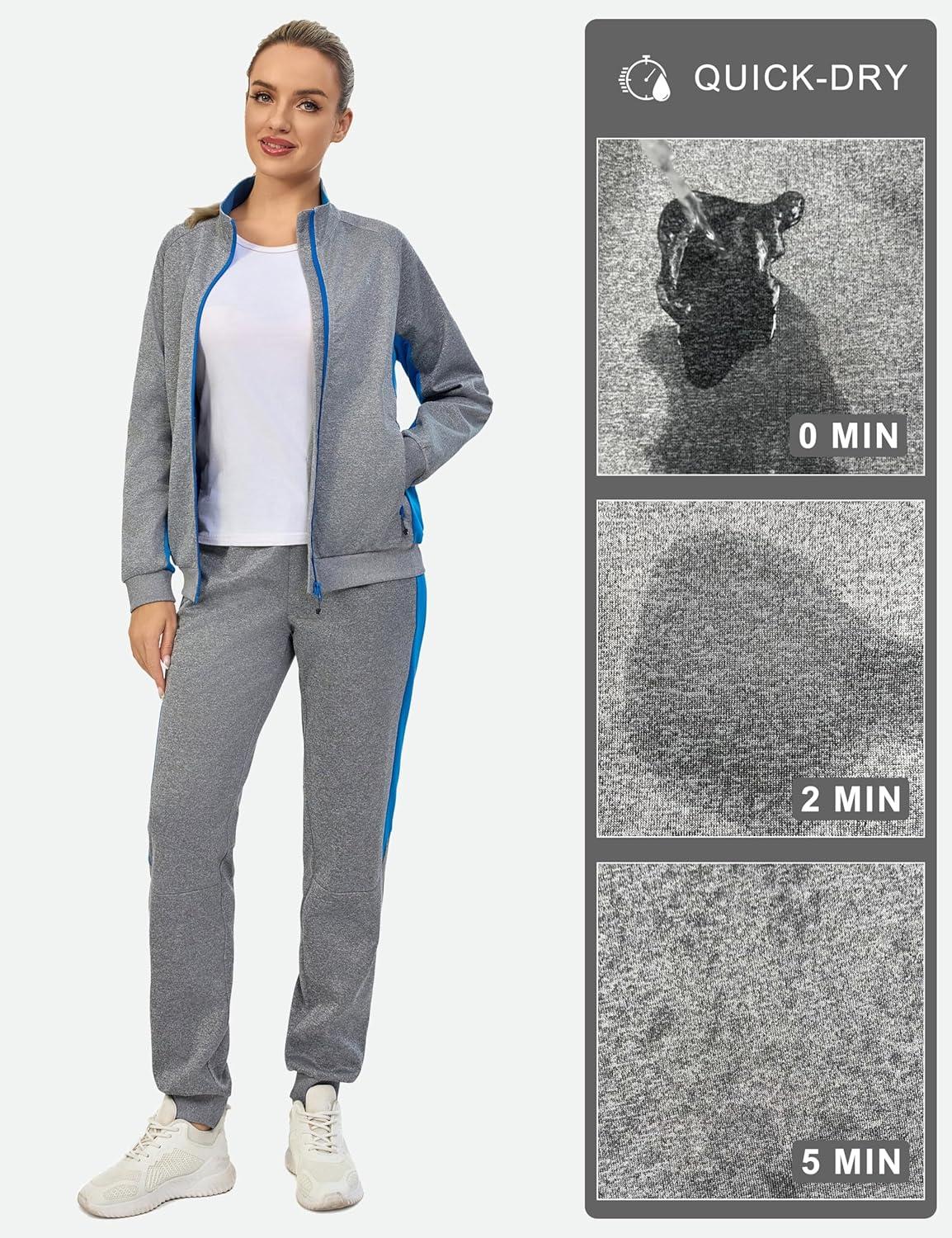 imageLittle Donkey Andy Quick Dry Track Suits for Women Set Stretch Breathable Womens Sweatsuit Outfits Durable Lounge SetRaglanlight Grey