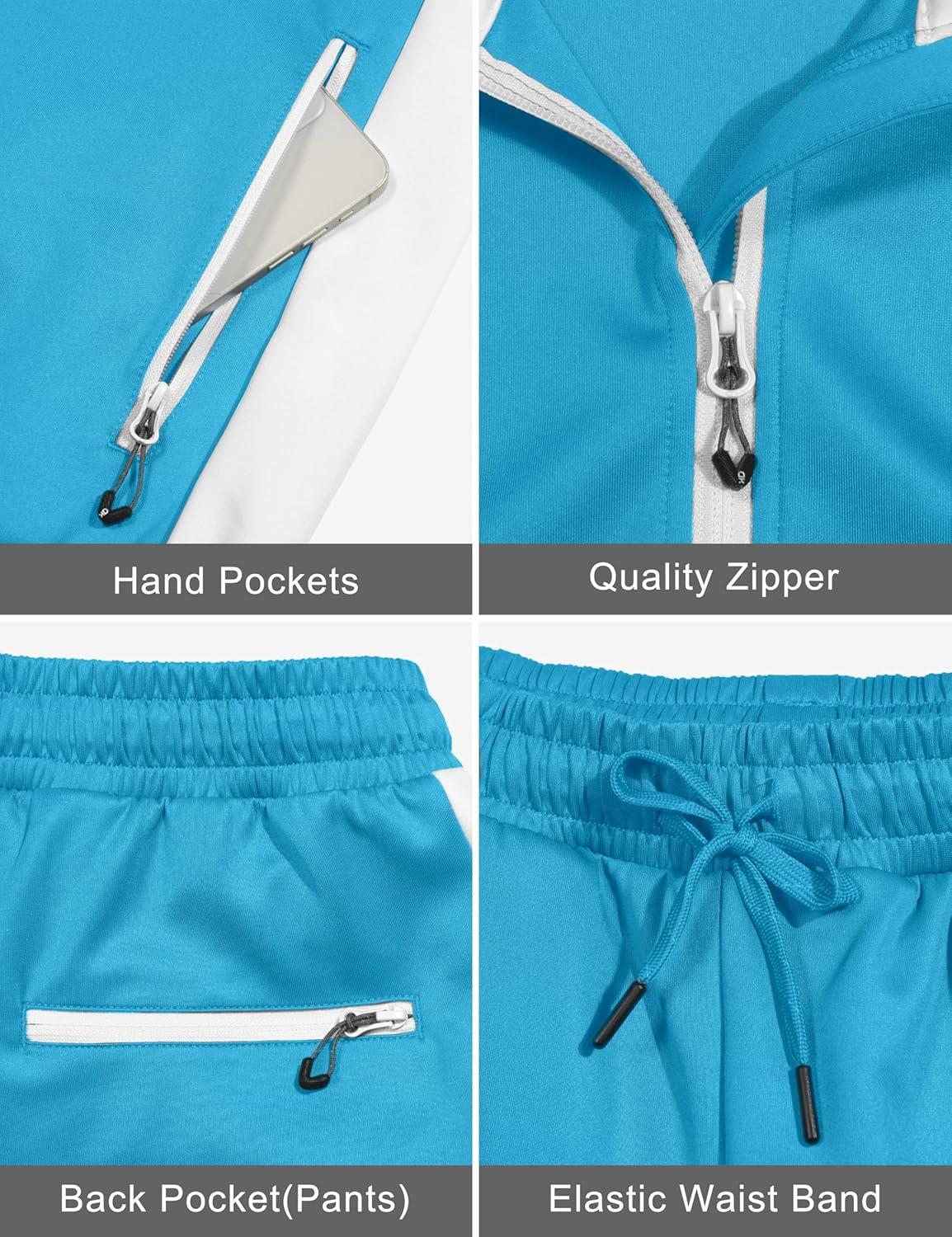 imageLittle Donkey Andy Quick Dry Track Suits for Women Set Stretch Breathable Womens Sweatsuit Outfits Durable Lounge SetRaglansky Blue