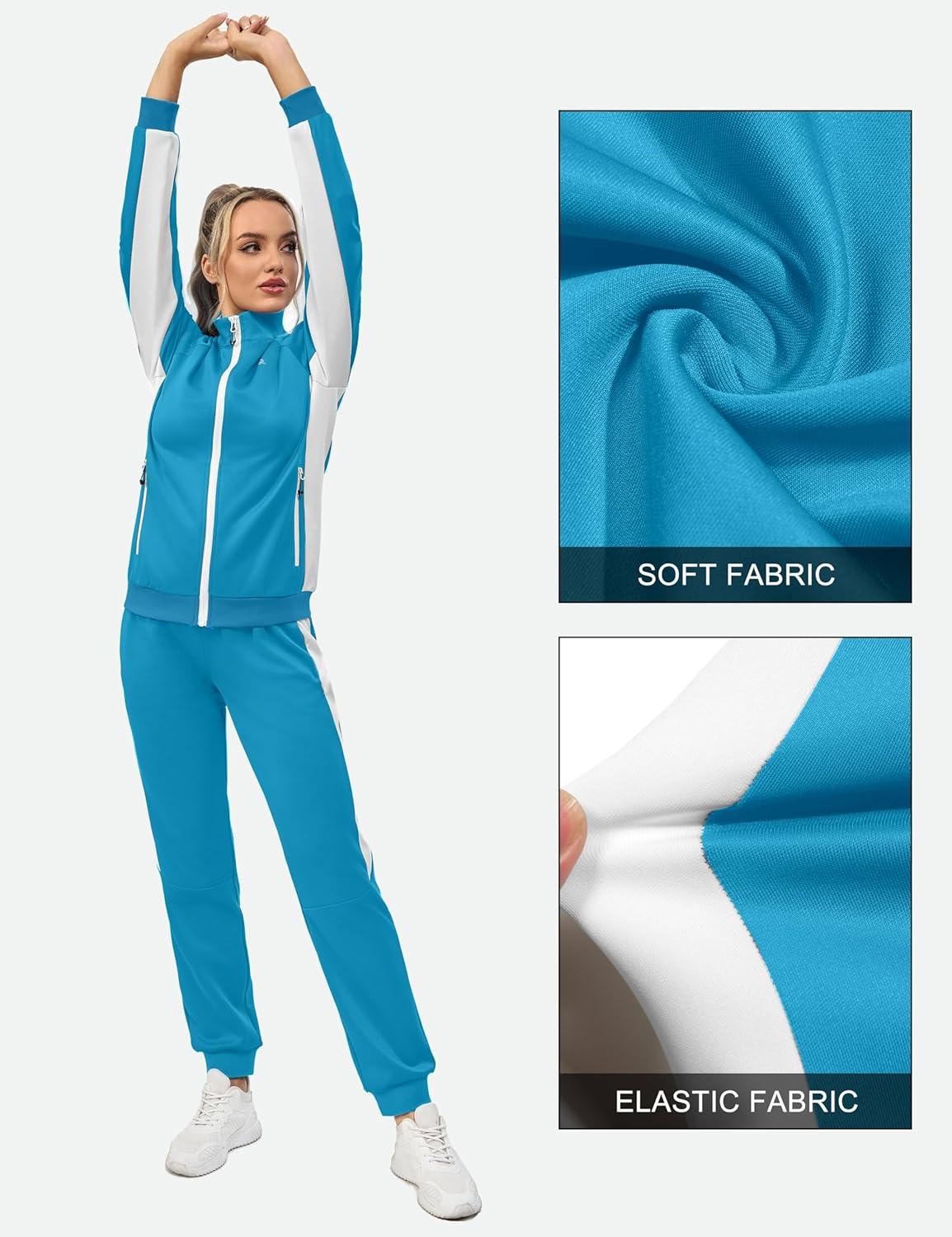 imageLittle Donkey Andy Quick Dry Track Suits for Women Set Stretch Breathable Womens Sweatsuit Outfits Durable Lounge SetRaglansky Blue