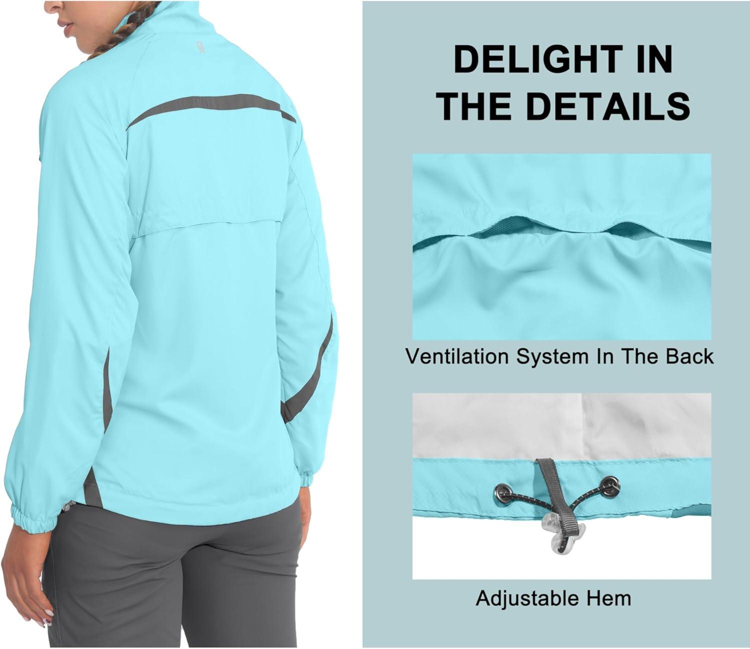 imageLittle Donkey Andy Women Lightweight Running Jacket 2 Pieces Set Full Zip Track Sports Suits for Cycling UV ProtectionAngel Blue