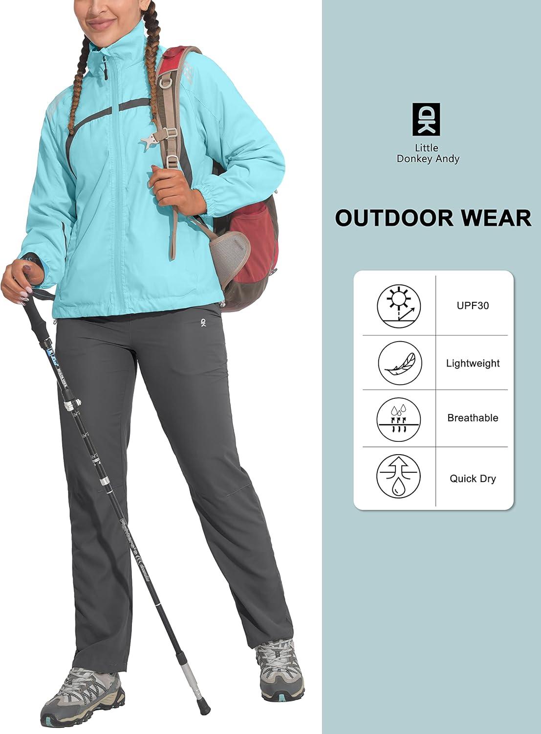 imageLittle Donkey Andy Women Lightweight Running Jacket 2 Pieces Set Full Zip Track Sports Suits for Cycling UV ProtectionAngel Blue