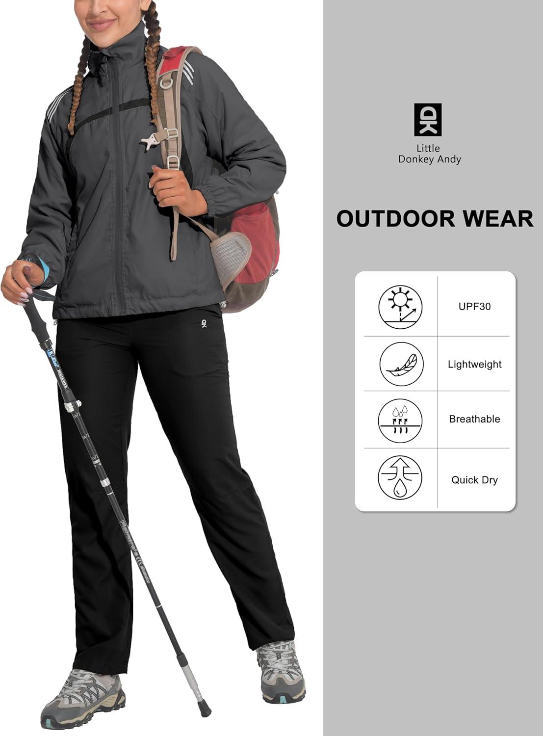 imageLittle Donkey Andy Women Lightweight Running Jacket 2 Pieces Set Full Zip Track Sports Suits for Cycling UV ProtectionGray