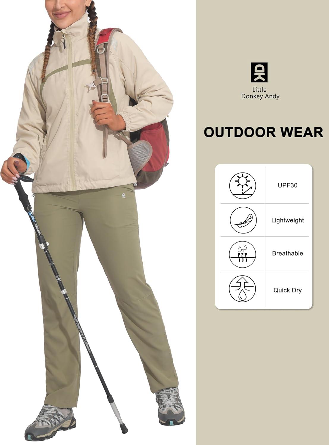 imageLittle Donkey Andy Women Lightweight Running Jacket 2 Pieces Set Full Zip Track Sports Suits for Cycling UV ProtectionKhaki