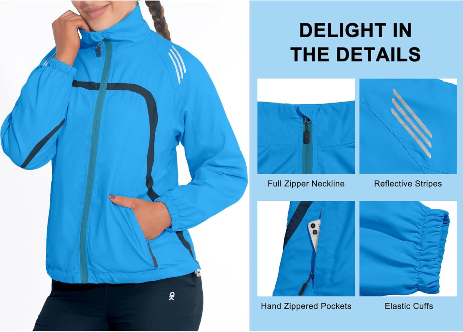 imageLittle Donkey Andy Women Lightweight Running Jacket 2 Pieces Set Full Zip Track Sports Suits for Cycling UV ProtectionNavy