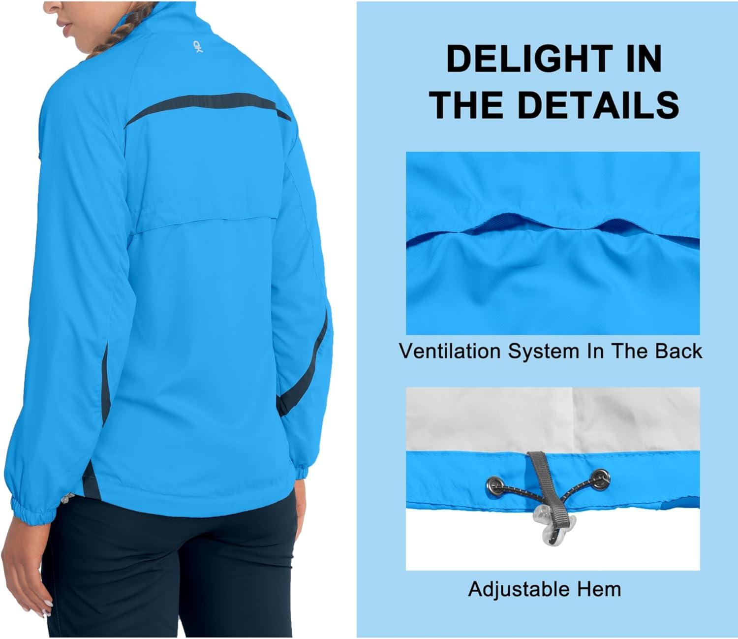 imageLittle Donkey Andy Women Lightweight Running Jacket 2 Pieces Set Full Zip Track Sports Suits for Cycling UV ProtectionNavy