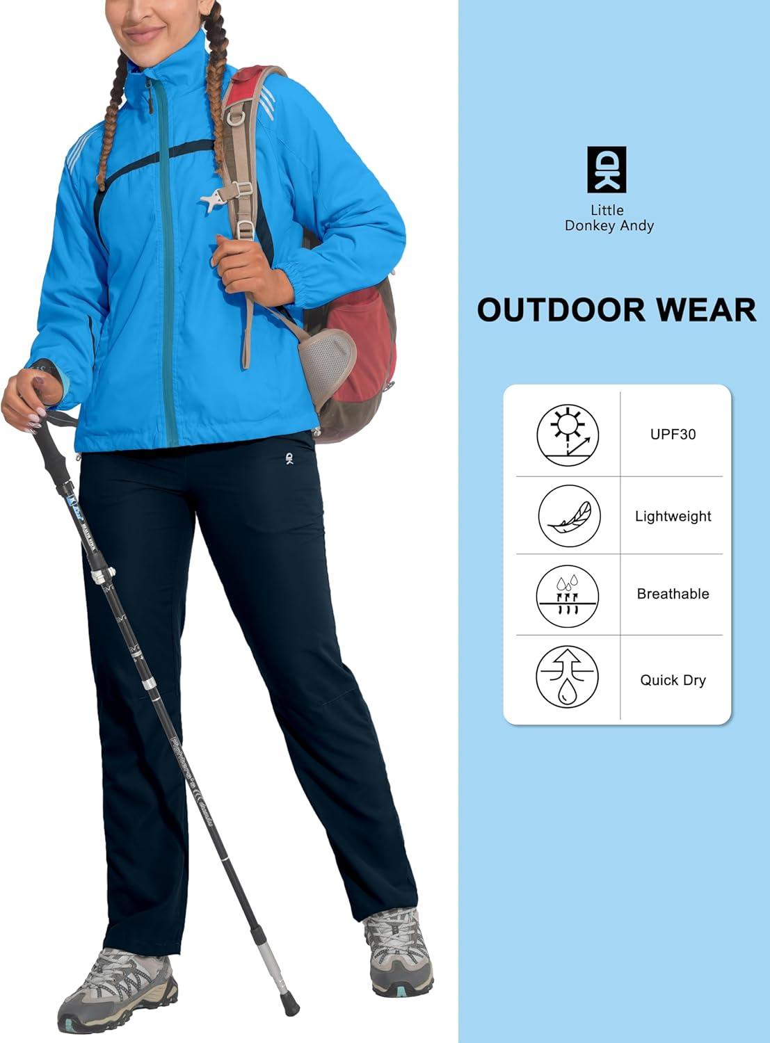 imageLittle Donkey Andy Women Lightweight Running Jacket 2 Pieces Set Full Zip Track Sports Suits for Cycling UV ProtectionNavy