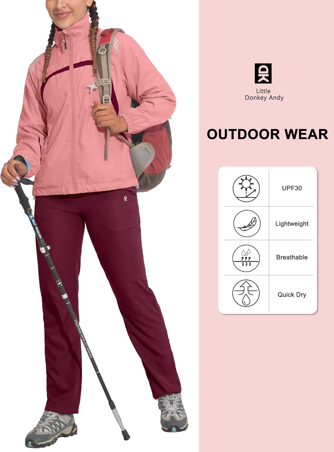 imageLittle Donkey Andy Women Lightweight Running Jacket 2 Pieces Set Full Zip Track Sports Suits for Cycling UV ProtectionPeach Amber