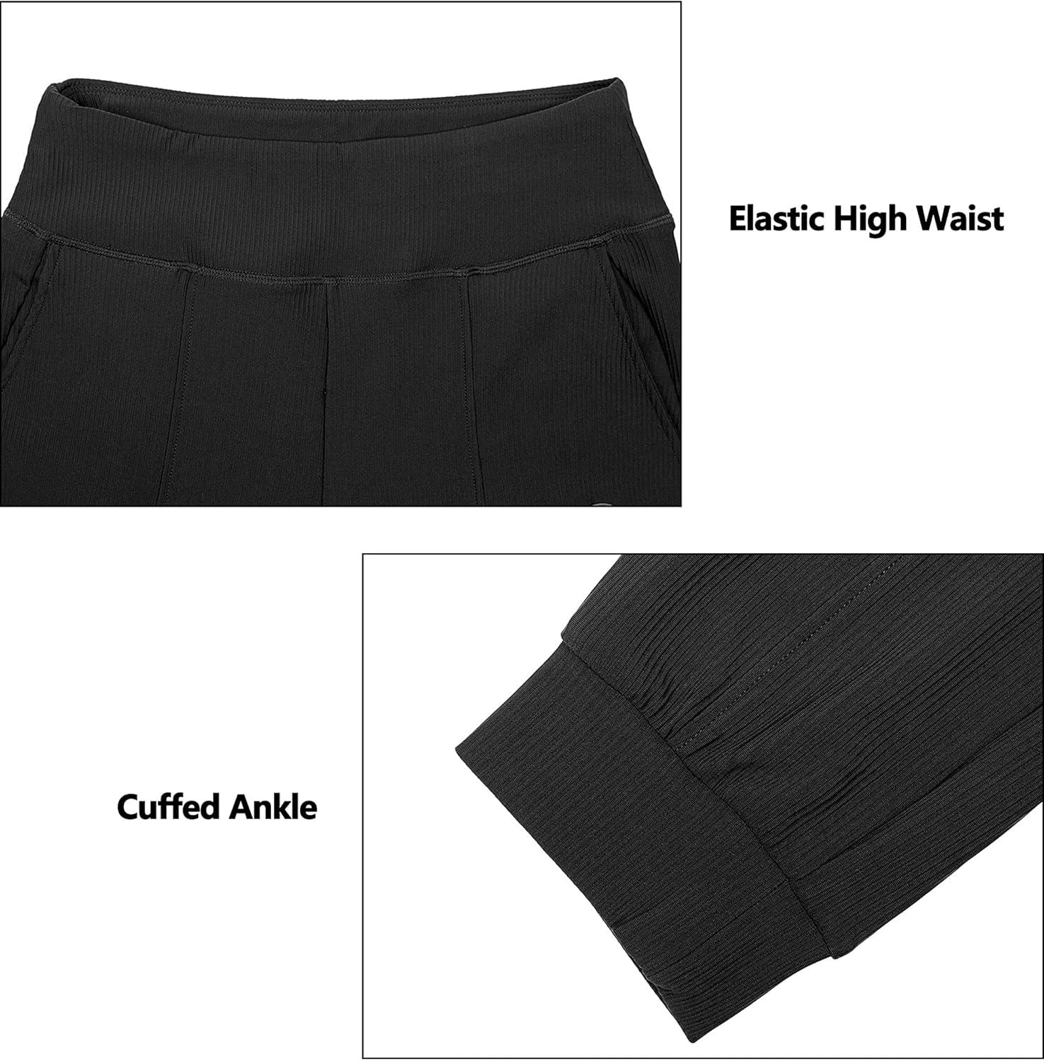imageLittle Donkey Andy Womens High Waisted Ankle Pants Athletic Joggers for Yoga Workout RunningBlack