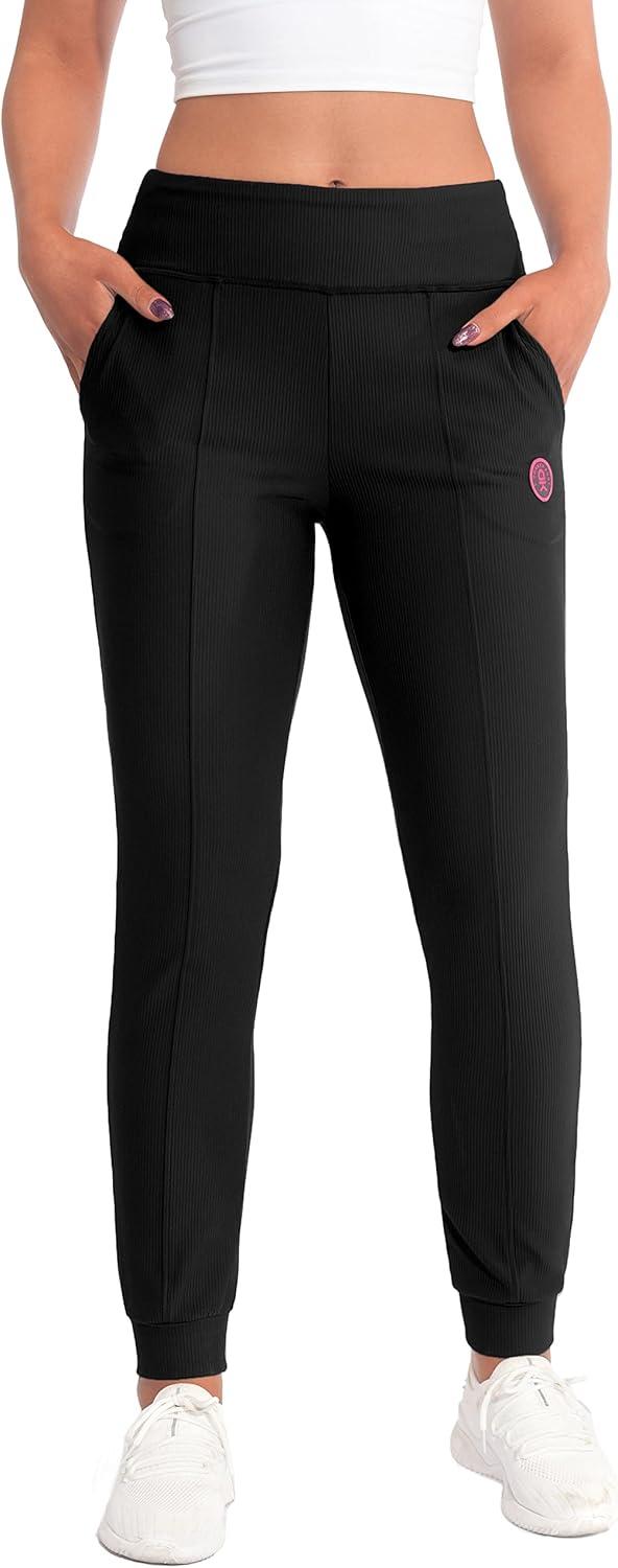 imageLittle Donkey Andy Womens High Waisted Ankle Pants Athletic Joggers for Yoga Workout RunningBlack