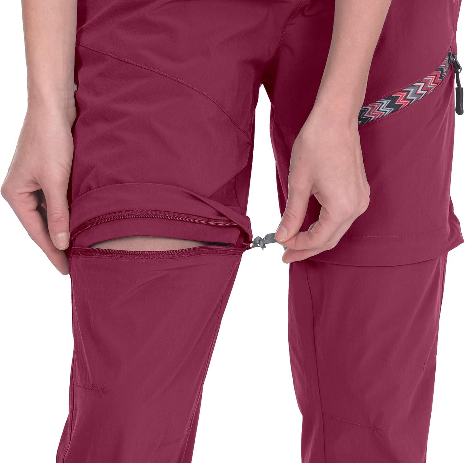 imageLittle Donkey Andy Womens Hiking Zip Off Capri Pants Lightweight Quick Dry UPF 50 Convertible Shorts with 4 PocketsCapris Burgundy