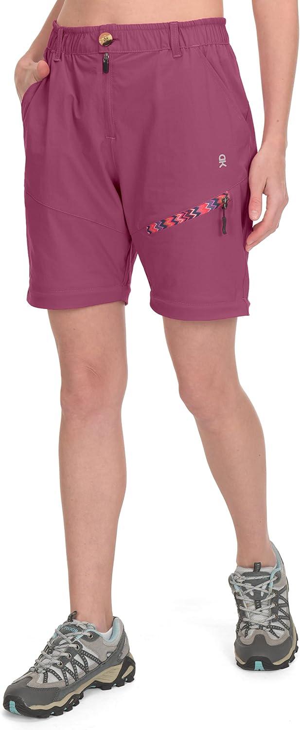 imageLittle Donkey Andy Womens Hiking Zip Off Capri Pants Lightweight Quick Dry UPF 50 Convertible Shorts with 4 PocketsCapris Burgundy