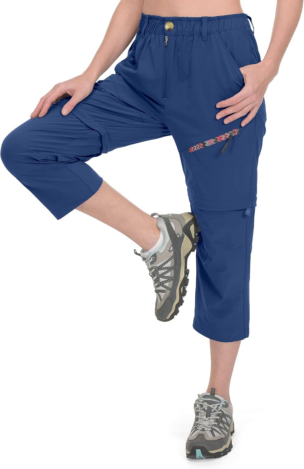 imageLittle Donkey Andy Womens Hiking Zip Off Capri Pants Lightweight Quick Dry UPF 50 Convertible Shorts with 4 PocketsCapris Dark Blue