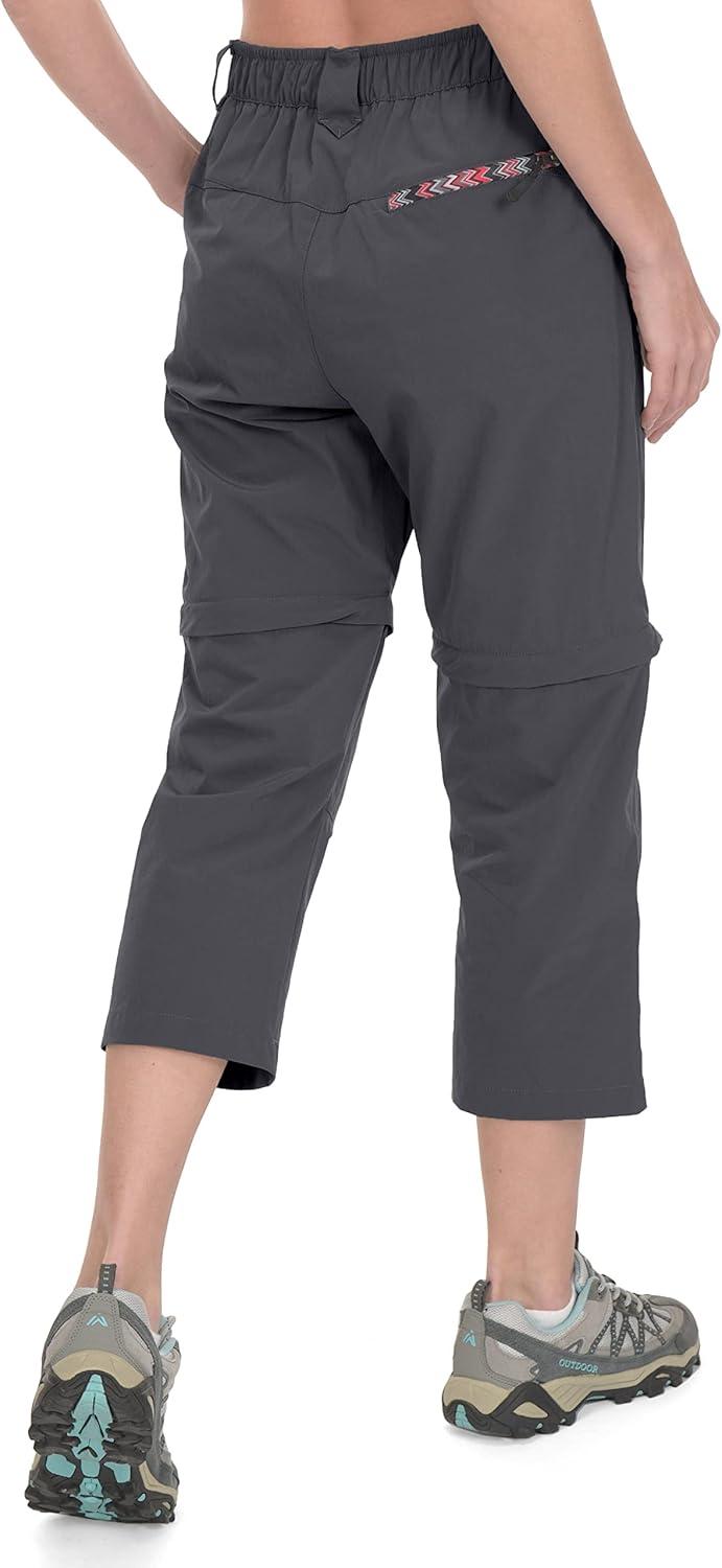 imageLittle Donkey Andy Womens Hiking Zip Off Capri Pants Lightweight Quick Dry UPF 50 Convertible Shorts with 4 PocketsCapris Dark Grey