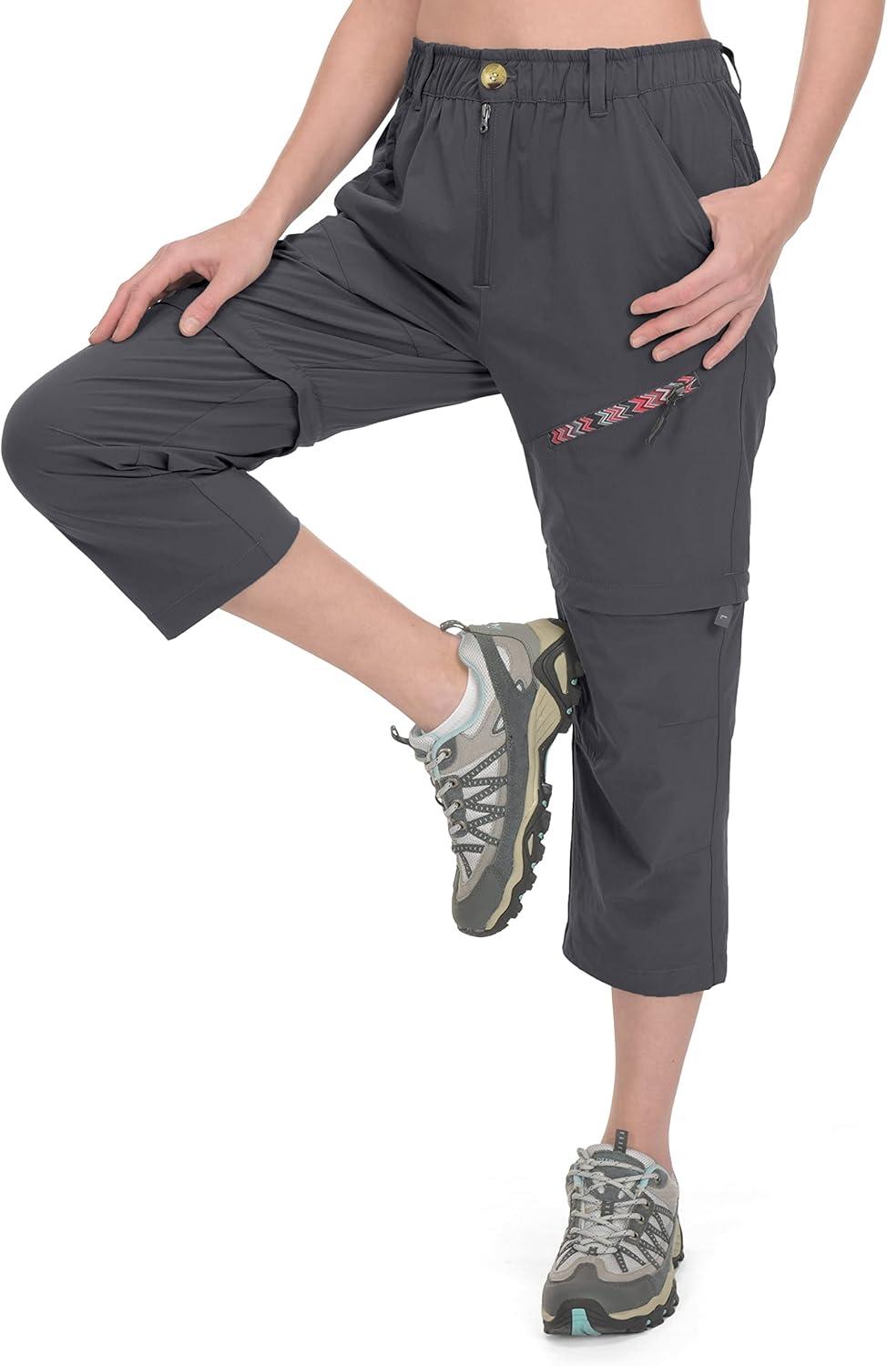 imageLittle Donkey Andy Womens Hiking Zip Off Capri Pants Lightweight Quick Dry UPF 50 Convertible Shorts with 4 PocketsCapris Dark Grey
