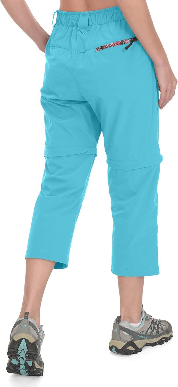 imageLittle Donkey Andy Womens Hiking Zip Off Capri Pants Lightweight Quick Dry UPF 50 Convertible Shorts with 4 PocketsCapris Light Blue