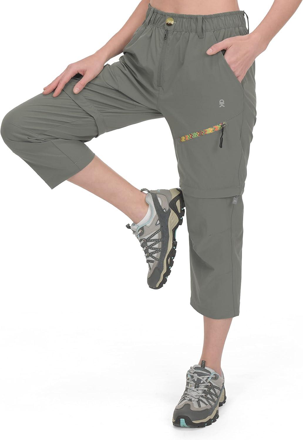 imageLittle Donkey Andy Womens Hiking Zip Off Capri Pants Lightweight Quick Dry UPF 50 Convertible Shorts with 4 PocketsCapris Silver Sage