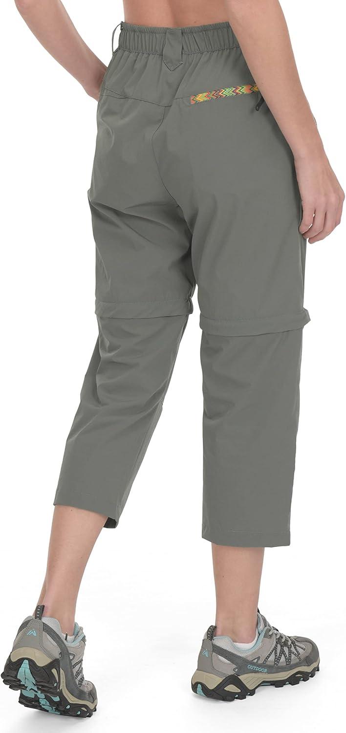 imageLittle Donkey Andy Womens Hiking Zip Off Capri Pants Lightweight Quick Dry UPF 50 Convertible Shorts with 4 PocketsCapris Silver Sage