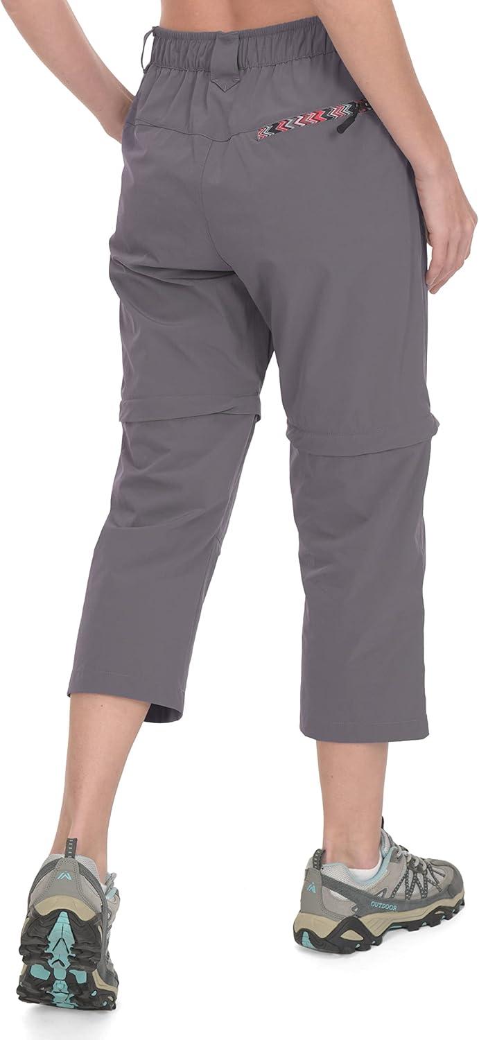 imageLittle Donkey Andy Womens Hiking Zip Off Capri Pants Lightweight Quick Dry UPF 50 Convertible Shorts with 4 PocketsCapris Steel Gray