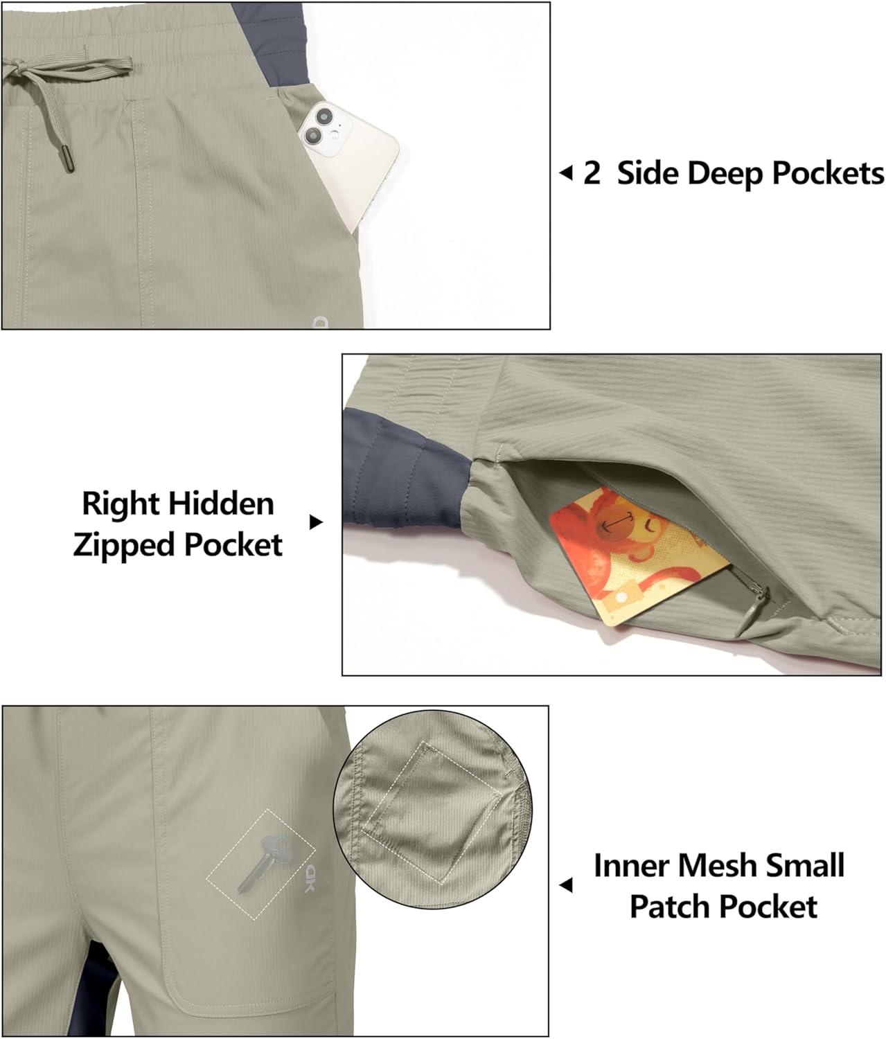 imageLittle Donkey Andy Womens Lightweight Capri Pants Stretch Quick Dry Golf Pants Elastic Waist with Drawstring for HikingKhaki