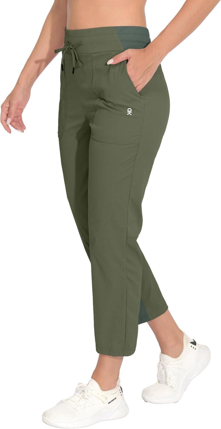 imageLittle Donkey Andy Womens Lightweight Capri Pants Stretch Quick Dry Golf Pants Elastic Waist with Drawstring for HikingMayfly