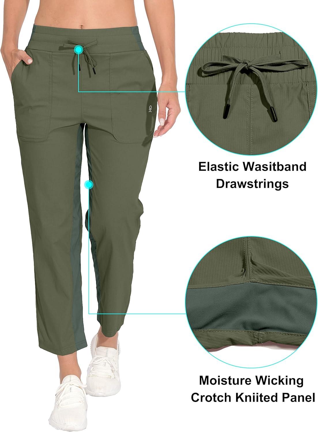 imageLittle Donkey Andy Womens Lightweight Capri Pants Stretch Quick Dry Golf Pants Elastic Waist with Drawstring for HikingMayfly