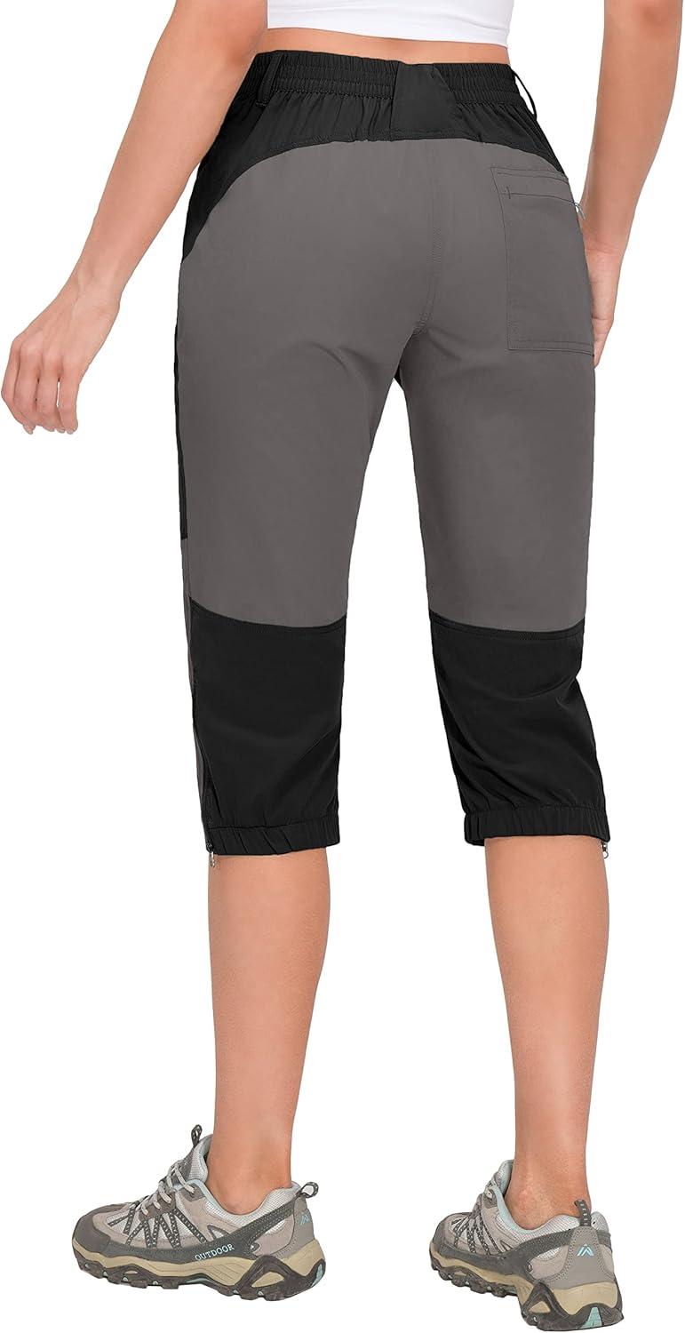 imageLittle Donkey Andy Womens Quick Dry Capri 34 Hiking Lightweight Stretch WaterResistant Pants Golf CasualBlack