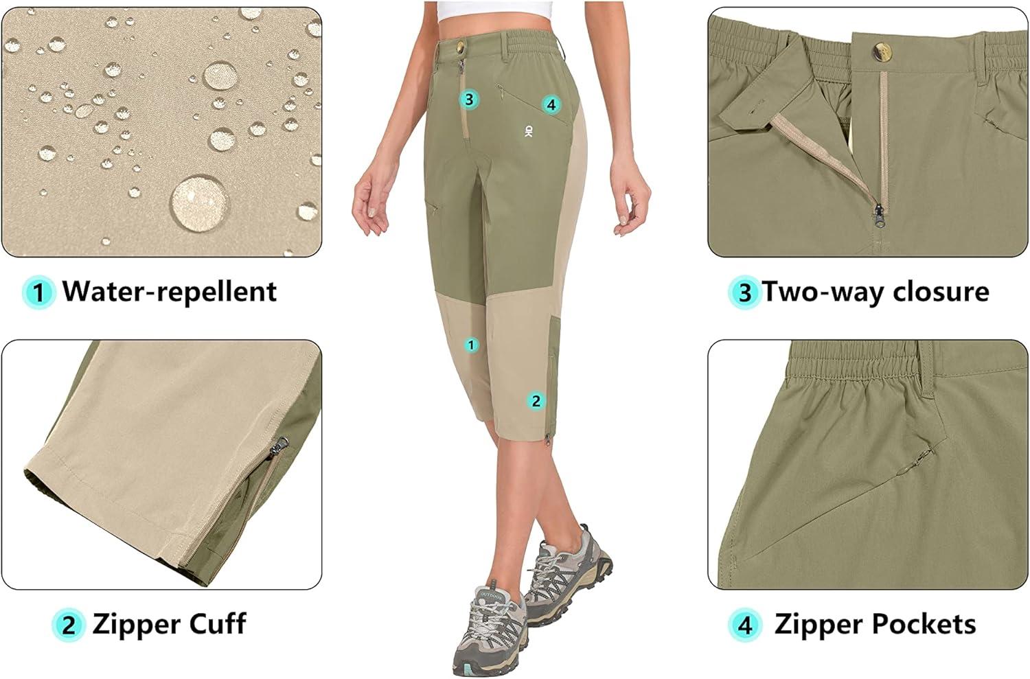 imageLittle Donkey Andy Womens Quick Dry Capri 34 Hiking Lightweight Stretch WaterResistant Pants Golf CasualGreenbrier