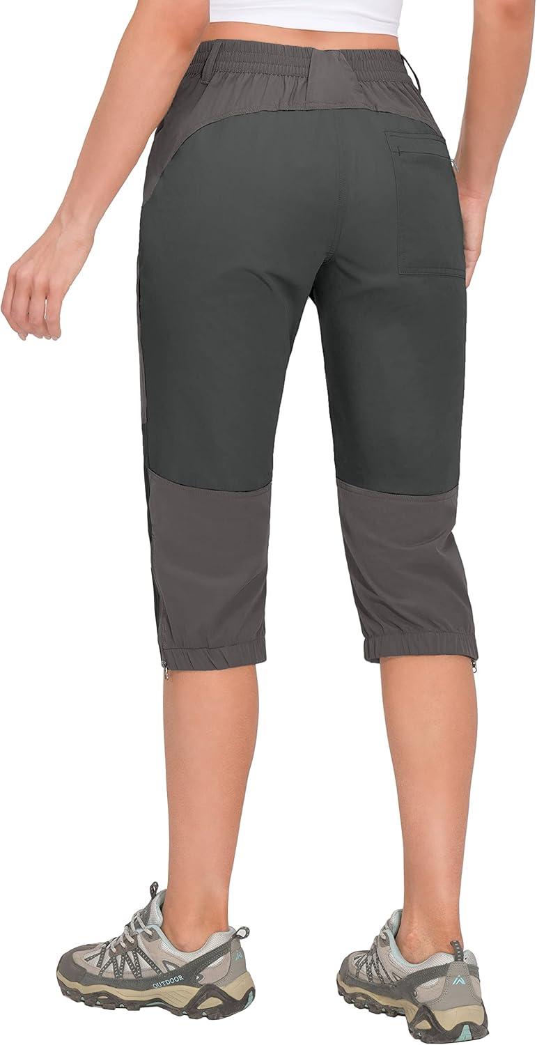 imageLittle Donkey Andy Womens Quick Dry Capri 34 Hiking Lightweight Stretch WaterResistant Pants Golf CasualGrey