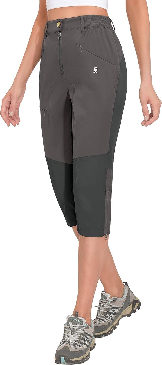 imageLittle Donkey Andy Womens Quick Dry Capri 34 Hiking Lightweight Stretch WaterResistant Pants Golf CasualGrey