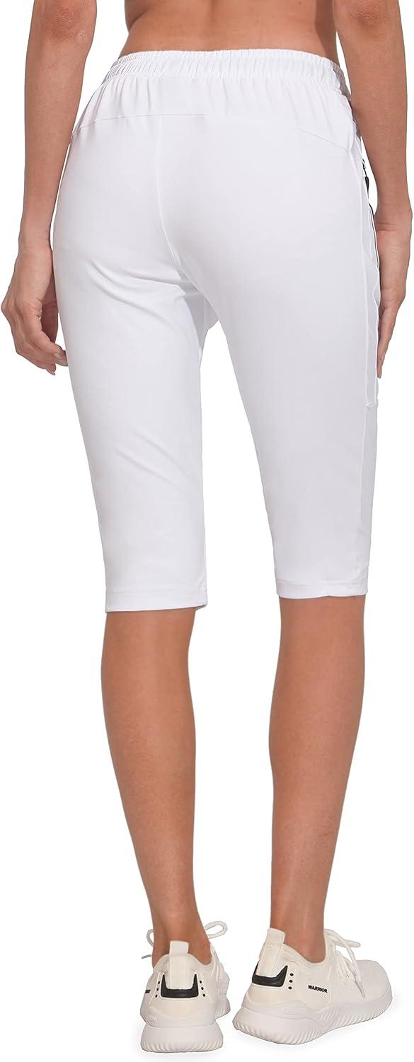 imageLittle Donkey Andy Womens Quick Dry Cool Capri Pants with Stretch Drawstring Summer Hiking Running ShortsAcapriswhite