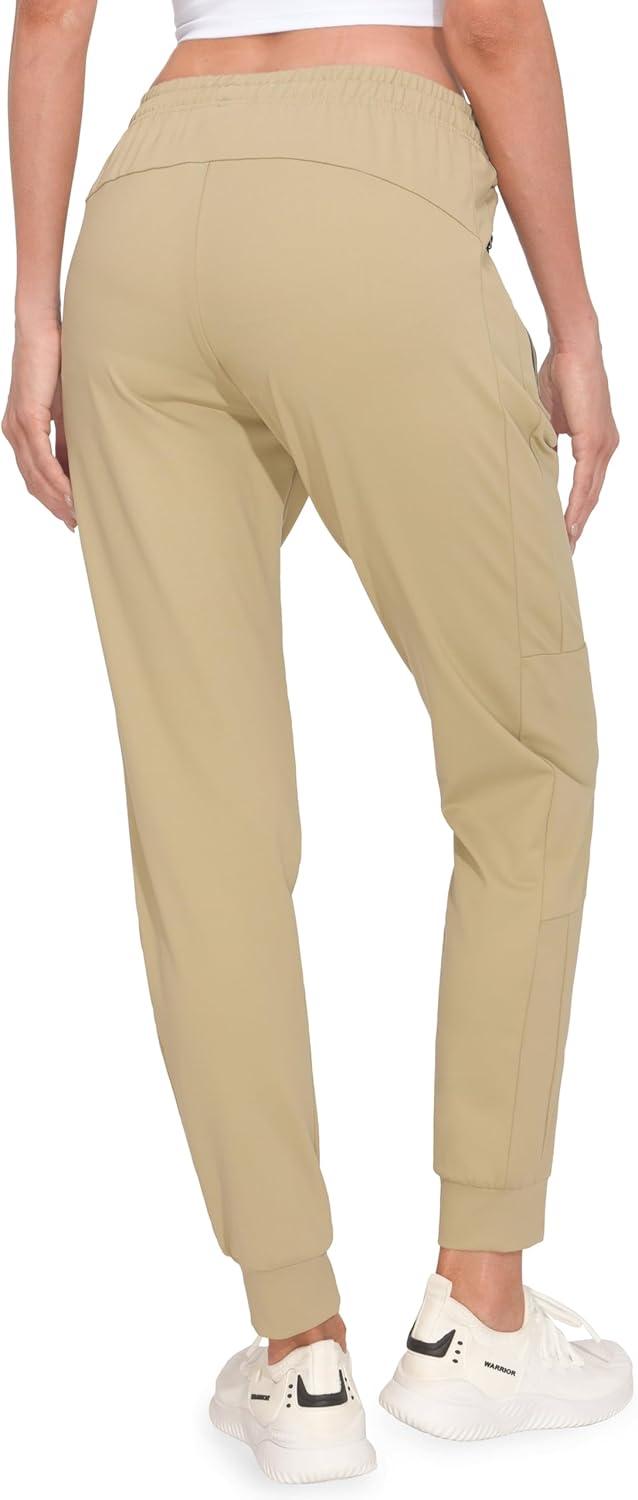 imageLittle Donkey Andy Womens Quick Dry Cool Stretch Jogging Pants Drawstring Pockets Lightweight Elastic Cuff Sweatpants Khaki M