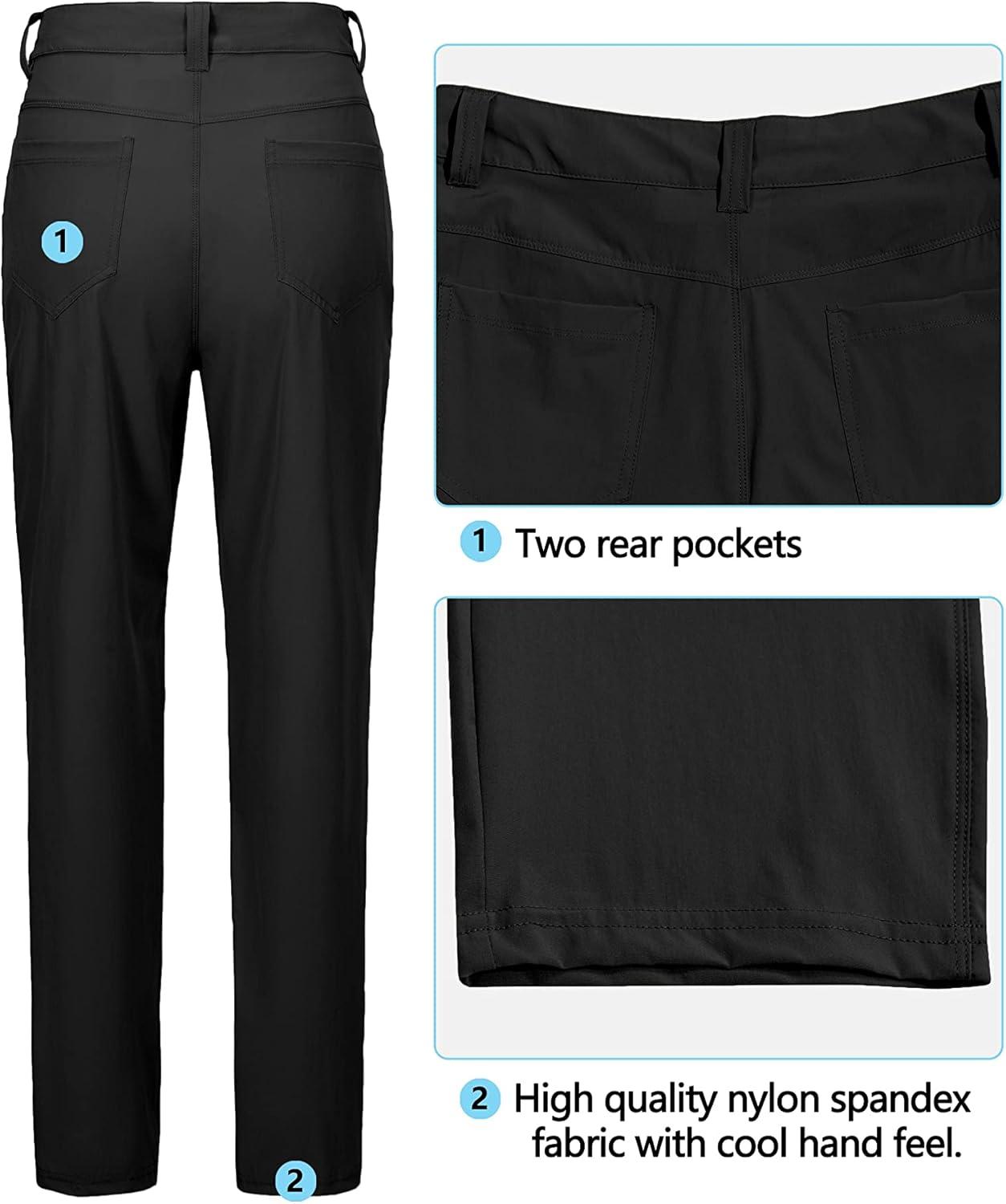 imageLittle Donkey Andy Womens Quick Dry Lightweight Stretchy Hiking Golf Pants UPF 50 Drawstring Pocket Anytime Pants Black S